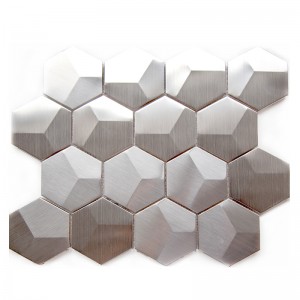Placi din oțel inoxidabil subțire mozaicuri din metal mat hexagon pentru backsplash de bucătărie