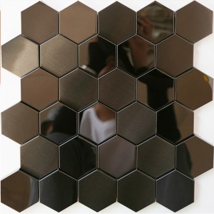 Placi de mozaic 3D negre Hexagon Metal din oțel inoxidabil Mozaic bucătărie baie Backsplash gresie
