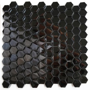 Placi de mozaic din oțel inoxidabil, bucătărie neagră hexagonală pentru baie neagră